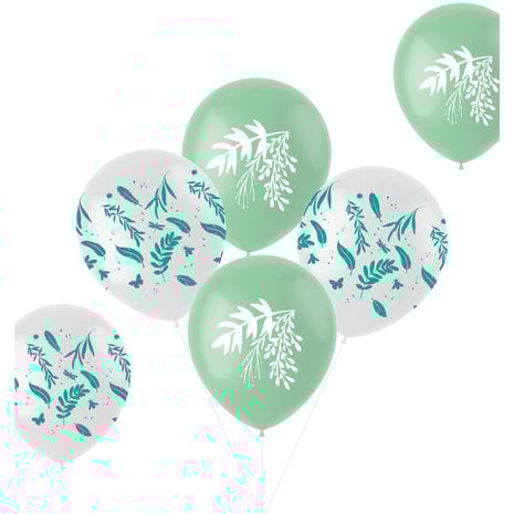 Folat Mijn speciale dag ballonnen wit en mint groen 33cm | 6 stuks
