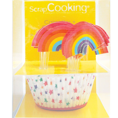 Fun Cakes Regenboog cupcake vormen en toppers | 24 stuks