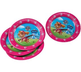 Tib Paw Patrol borden roze 23cm | 6 stuks