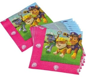 Tib Paw Patrol servetten roze 33x33cm | 20 stuks