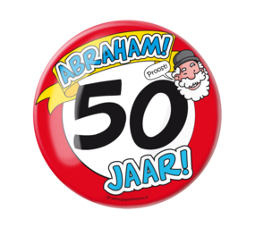 Paper Dreams Button XL 50 jaar Abraham Verkeersbord | per stuk