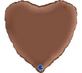 Grabo Bruine satin hart helium ballon  | 46 cm Grabo Bruine satin hart helium ballon  | 46 cm