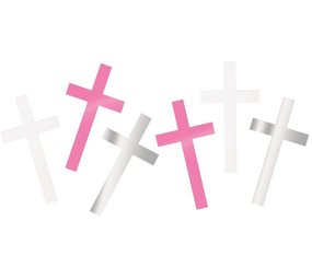 Unique Party Confetti crosses pink | bag 14 grams Unique Party Confetti crosses pink | bag 14 grams