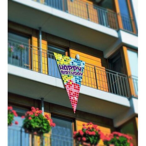 Mega Flag Happy Birthday Blocks | 90 x 150 cm