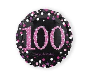 Feuille de ballon étincelant 100 ans rose Feuille de ballon étincelant 100 ans rose