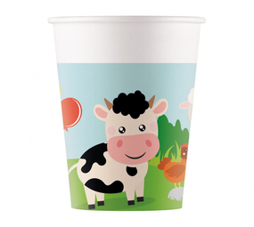 Procos Party Tasses en papier pour animaux de ferme | 8 pièces