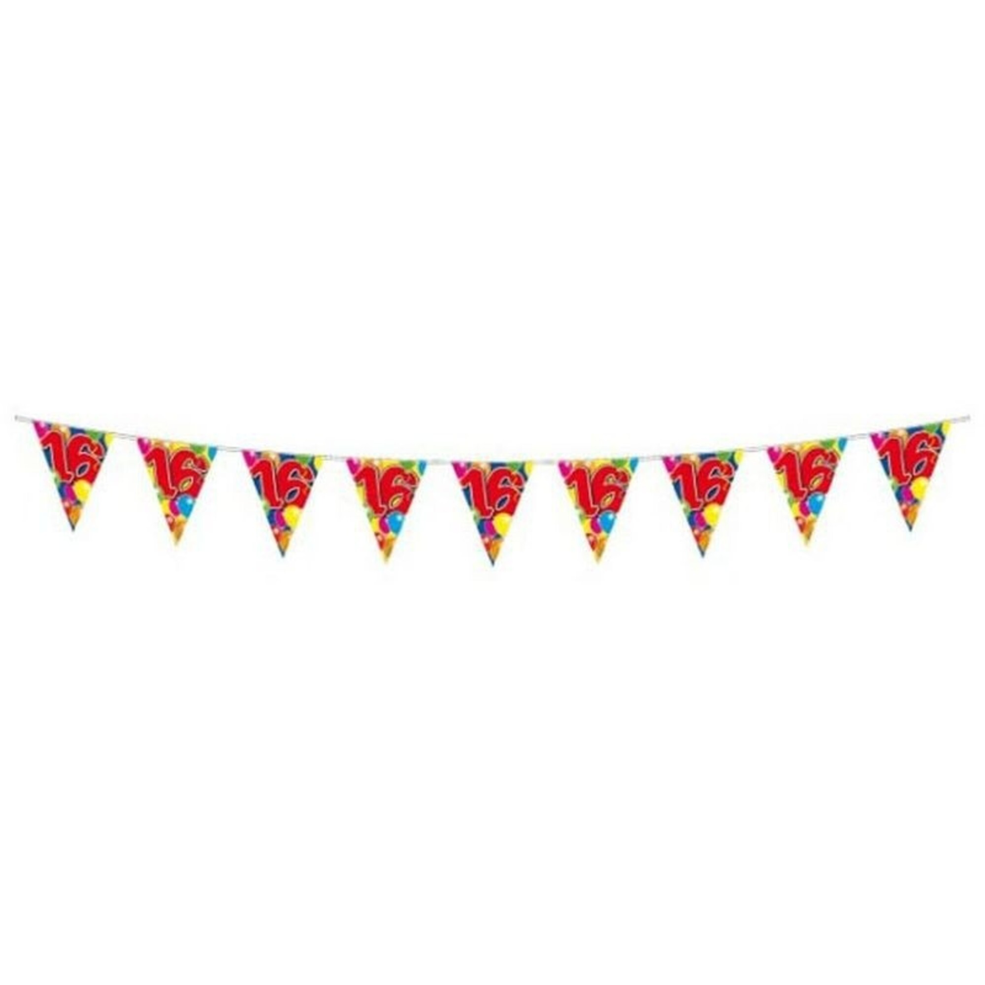 Guirlande Fanions Anniversaire Stripetastic - 6 Mètres - 16 Drapeaux Papier - Colorée Et Festive