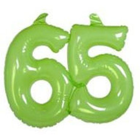 Folat Opblaasbaar cijfer 65 transparant lime groen