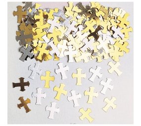 Confetti metallic kruisjes mix zilver-goud