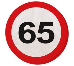 Folat Panneau de signalisation de serviettes 65 ans 20 pièces Folat Panneau de signalisation de serviettes 65 ans 20 pièces