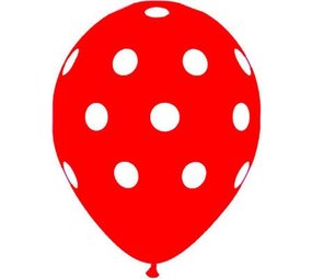 Ballons rouges avec des points blancs 6 morceaux