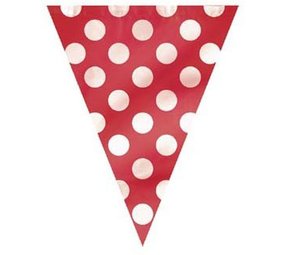 Vlaggenlijn rood met witte stippen | 3.6 meter Vlaggenlijn rood met witte stippen | 3.6 meter