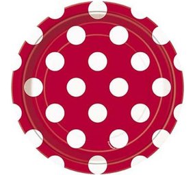 Plate red with white dots 18cm | 8 pieces Plate red with white dots 18cm | 8 pieces