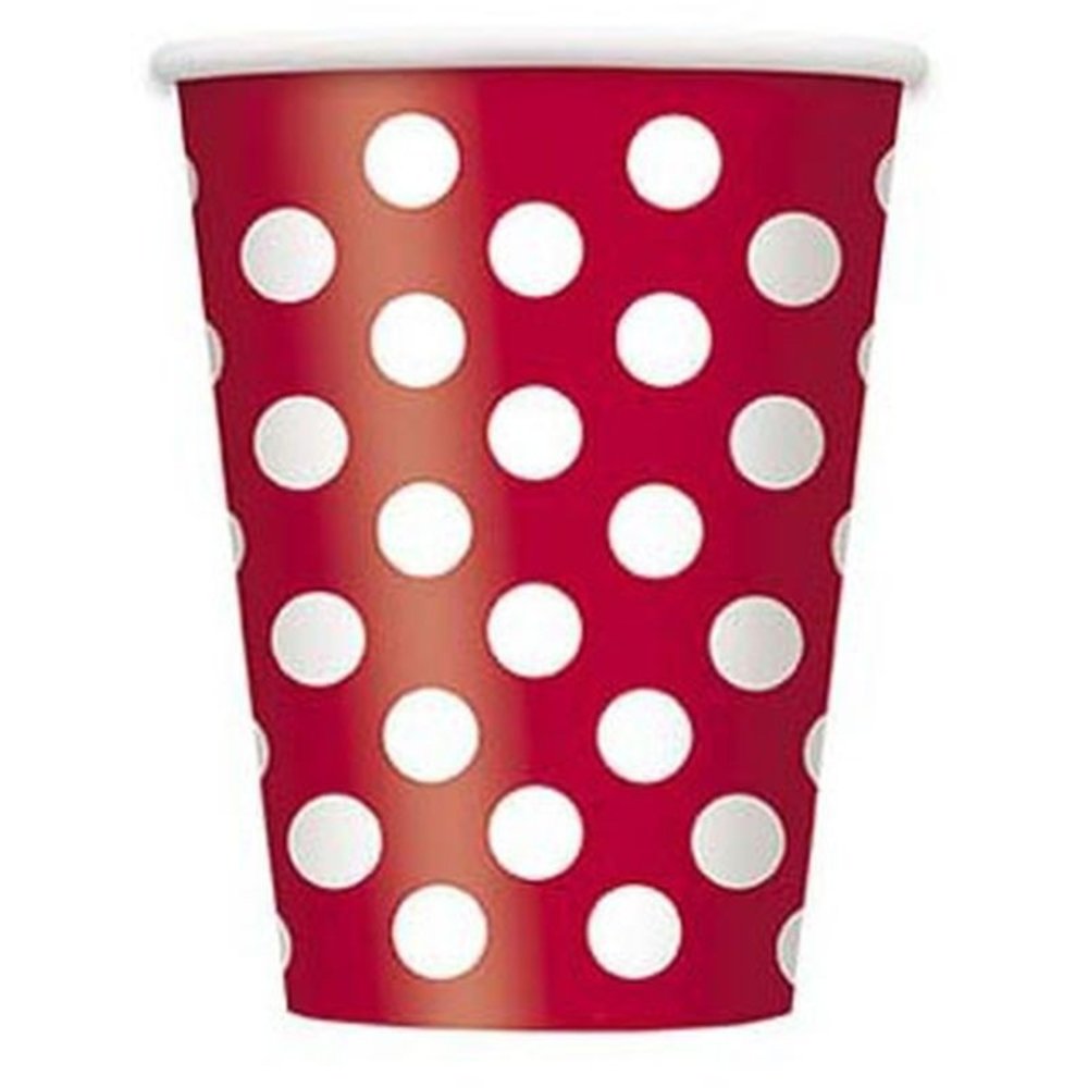 Tasse rouge avec des points blancs 350ml | 6 morceaux