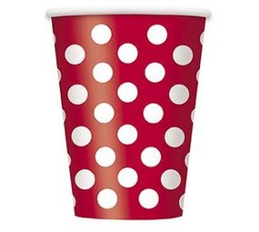Cup red with white dots 350ml | 6 pieces