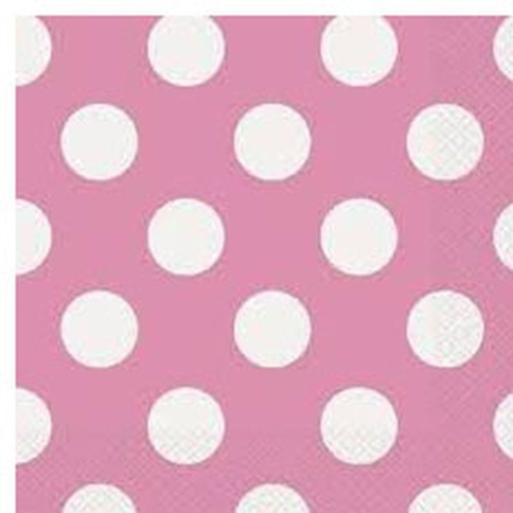Serviette rose avec des points blancs 33x33cm | 16 pièces Serviette rose avec des points blancs 33x33cm | 16 pièces