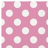 Serviette rose avec des points blancs 33x33cm | 16 pièces Serviette rose avec des points blancs 33x33cm | 16 pièces