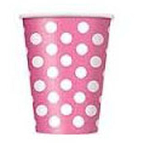 Cup pink with white dots 350 ml | 6 pieces