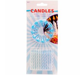 Folat Bougies de gâteau 24 pièces - 12 supports bleu clair