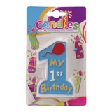 Bougie mon 1er anniversaire bleu 12cm