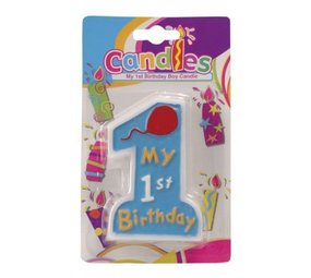 Kaars My 1st birthday blauw 12cm Kaars My 1st birthday blauw 12cm