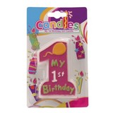 Bougie mon 1er anniversaire rose 12cm
