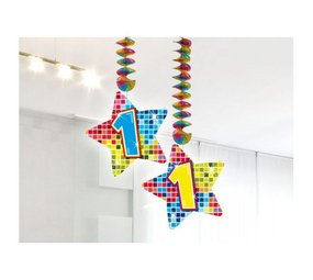 Folat Decoratie spiraal 1 jaar stervorm 2 stuks Folat Decoratie spiraal 1 jaar stervorm 2 stuks