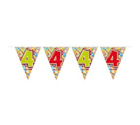 Folat Mini vlaggenlijn slinger 4 jaar Birthday Blocks | 3 meter Folat Mini vlaggenlijn slinger 4 jaar Birthday Blocks | 3 meter