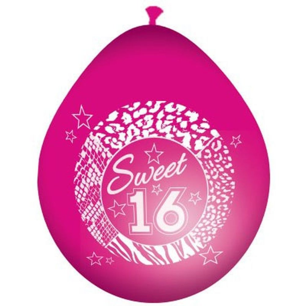 Folat Ballonnen Sweet 16 magenta roze 30cm | 8 stuks Folat Ballonnen Sweet 16 magenta roze 30cm | 8 stuks