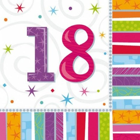 Serviette 18 Jahre strahlend 16 Stücke