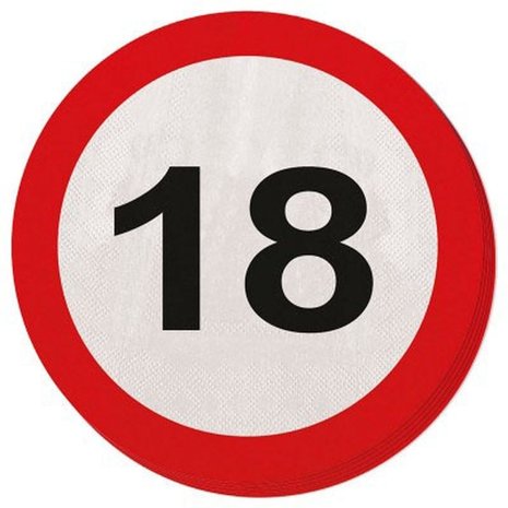 Napkin traffic sign 18 years 20 pieces Napkin traffic sign 18 years 20 pieces