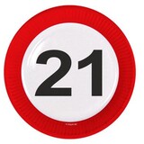 Folat Bord Verkeersbord 21 jaar | 8 stuks Folat Bord Verkeersbord 21 jaar | 8 stuks