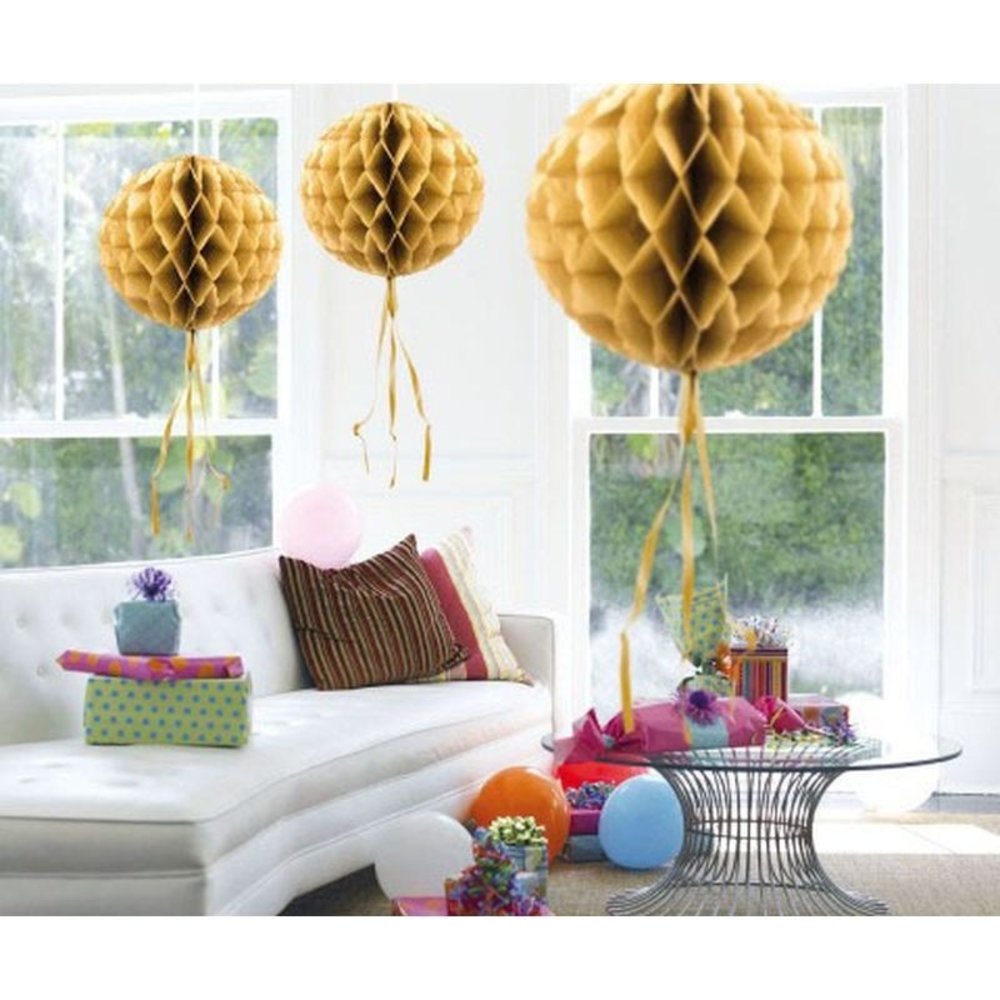 Folat Honeycomb ball gold 30cm | per Unit Folat Honeycomb ball gold 30cm | per Unit