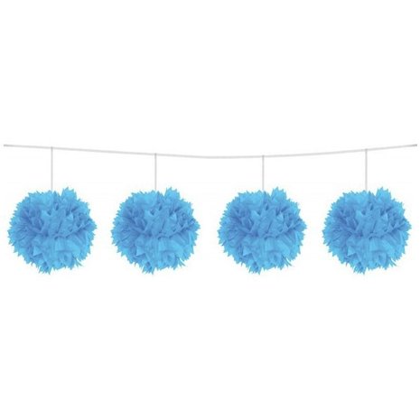 Pompom slinger lichtblauw 12cm | 4 stuks