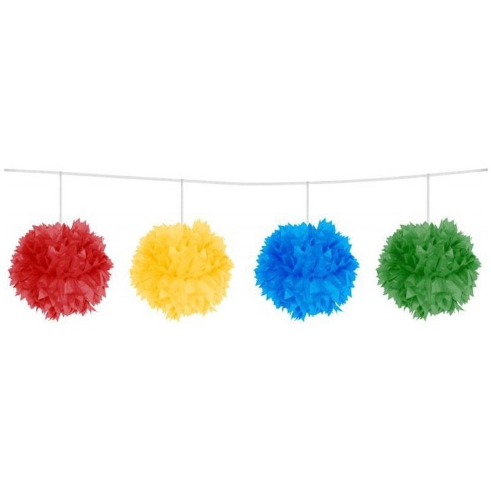 Pompom slinger multi kleuren