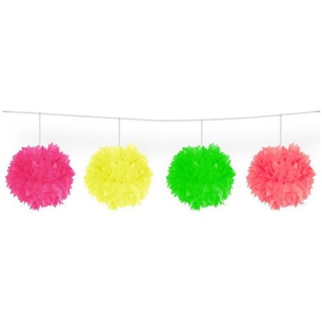 Folat Pompom Slinger Assorti Neon 12cm | 4 Stück