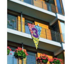 Folat Mega flag 3 years Birthday Blocks | 90 x 150cm Folat Mega flag 3 years Birthday Blocks | 90 x 150cm