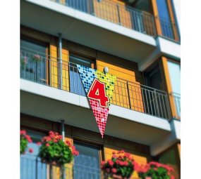 Mega flag 4 years Birthday Blocks | 90 x 150cm Mega flag 4 years Birthday Blocks | 90 x 150cm