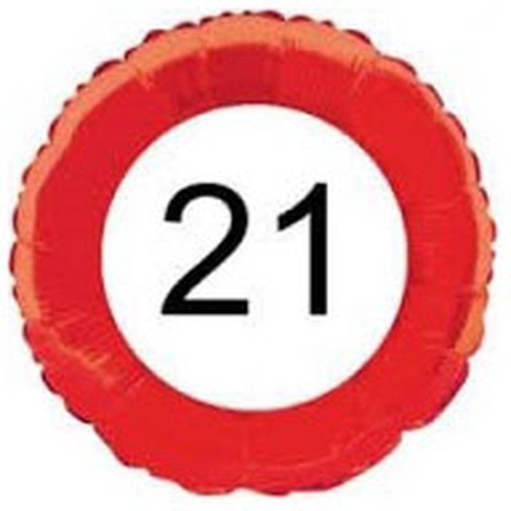 Ballon folie 21 jaar Verkeersbord Ballon folie 21 jaar Verkeersbord