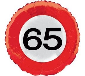 Ballon folie 65 jaar Verkeersbord Ballon folie 65 jaar Verkeersbord