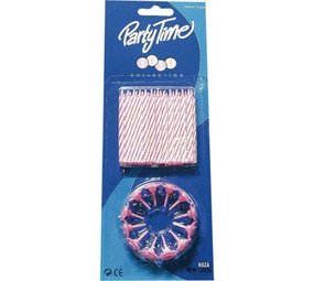 Folat Cake candles 24 candles and 12 holders pink Folat Cake candles 24 candles and 12 holders pink
