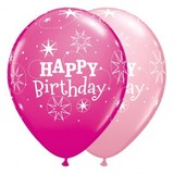 Ballon Happy Birthday licht- en donkerroze | 25 stuks Ballon Happy Birthday licht- en donkerroze | 25 stuks
