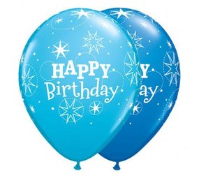 Qualatex Ballon Happy Birthday licht- en donkerblauw | 25 stuks Qualatex Ballon Happy Birthday licht- en donkerblauw | 25 stuks