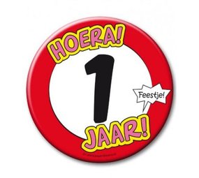 Button XL 1 year of traffic sign