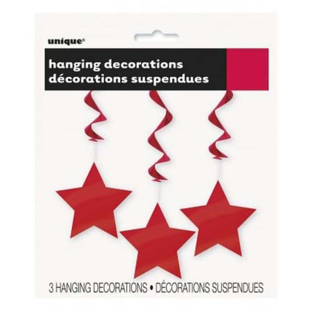 Decoration Swirl star red | 3 pieces