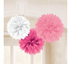 Amscan Pompom white-pink 3 pieces Amscan Pompom white-pink 3 pieces