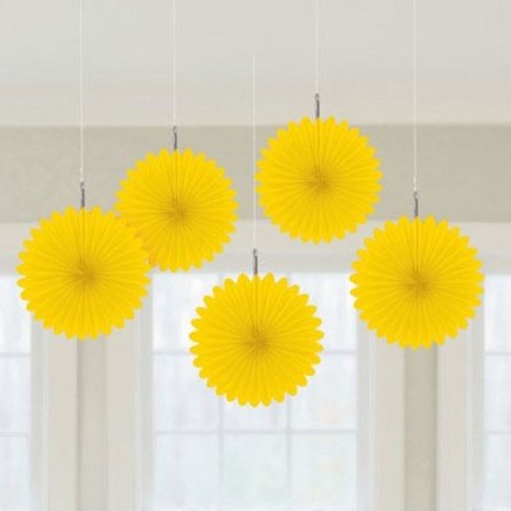 Mini fans yellow | 5 pieces