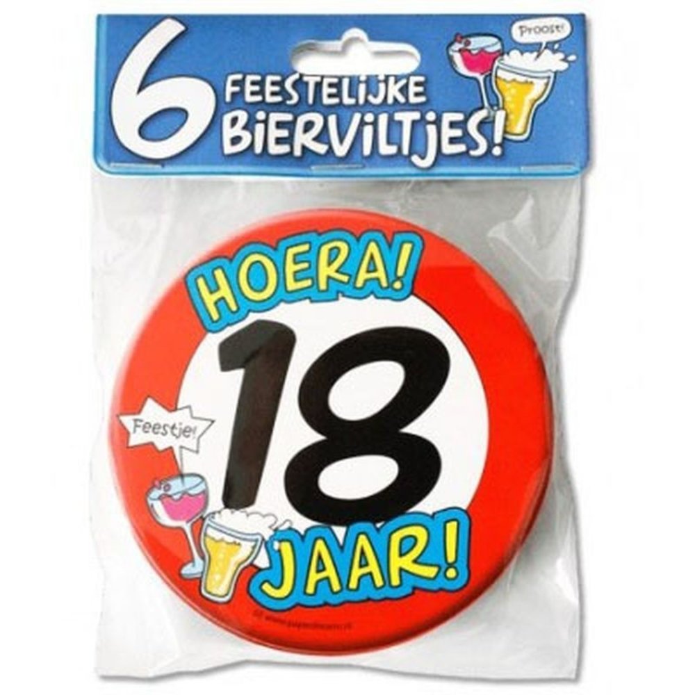 Bierviltjes 18 jaar | 6 stuks