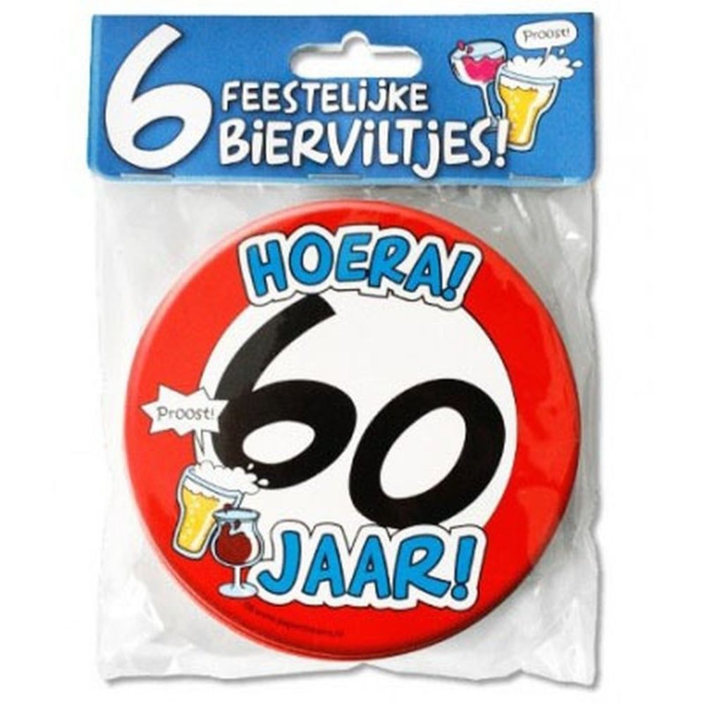 Bierviltjes 60 jaar 6 stuks Bierviltjes 60 jaar 6 stuks