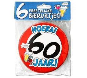 Bierviltjes 60 jaar 6 stuks Bierviltjes 60 jaar 6 stuks